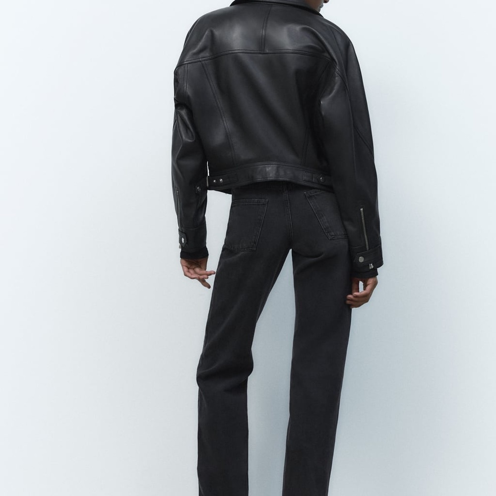 ❌SOLD❌ Zara Black Straight Fit High Rise 100% Cotton Button fly Closure Jeans - Picture 10 of 11